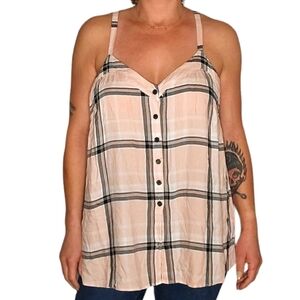 Torrid Sleeveless Plaid Pink Sweetheart Top Size 0